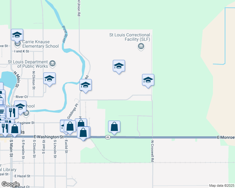 map of restaurants, bars, coffee shops, grocery stores, and more near 8585 North Croswell Road in St. Louis