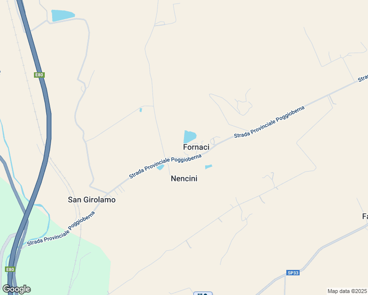 map of restaurants, bars, coffee shops, grocery stores, and more near 27 Via di Poggiberna in Fornaci