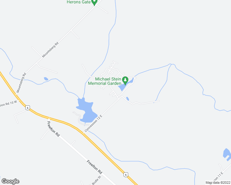 map of restaurants, bars, coffee shops, grocery stores, and more near 57 Concession 12 East in Hamilton