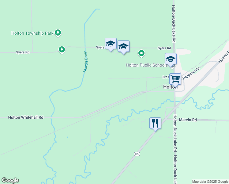 map of restaurants, bars, coffee shops, grocery stores, and more near 6248 Holton Whitehall Road in Holton