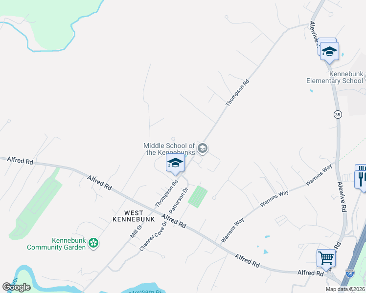 map of restaurants, bars, coffee shops, grocery stores, and more near 5 Livi Lane in Kennebunk