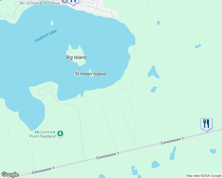 map of restaurants, bars, coffee shops, grocery stores, and more near 24 Clergy Lane in Puslinch