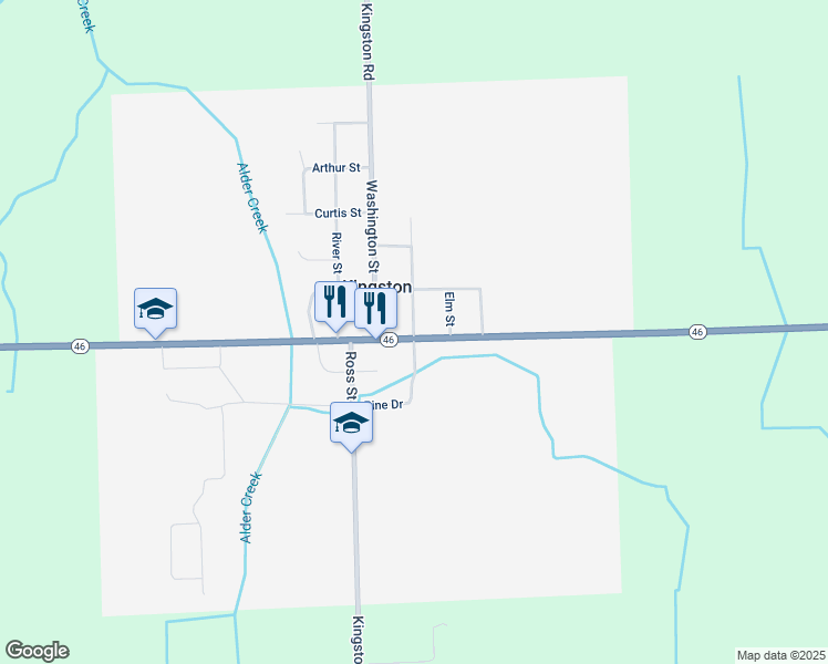 map of restaurants, bars, coffee shops, grocery stores, and more near 3493 Pine Street in Kingston