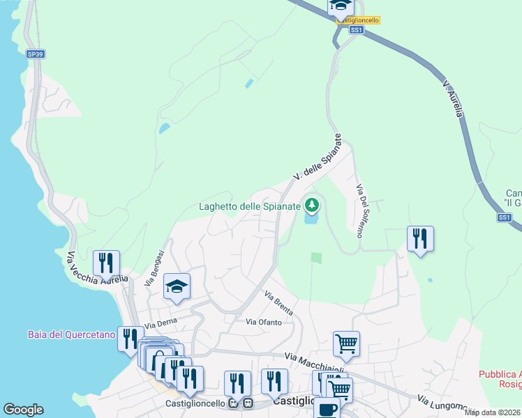 map of restaurants, bars, coffee shops, grocery stores, and more near 8 Via Adda in Rosignano Solvay-Castiglioncello