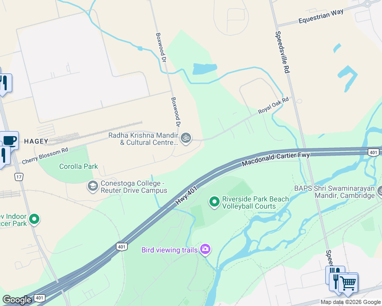 map of restaurants, bars, coffee shops, grocery stores, and more near 179 Royal Oak Road in Cambridge