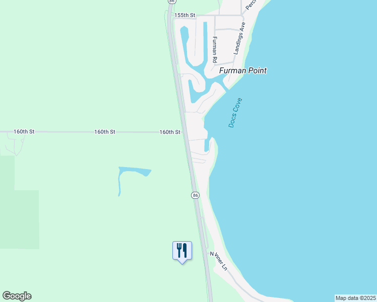 map of restaurants, bars, coffee shops, grocery stores, and more near 20500 South Sandpiper Drive in Spirit Lake