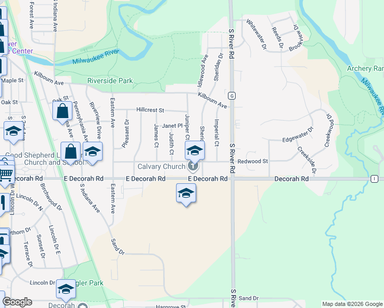 map of restaurants, bars, coffee shops, grocery stores, and more near 1110 East Decorah Road in West Bend