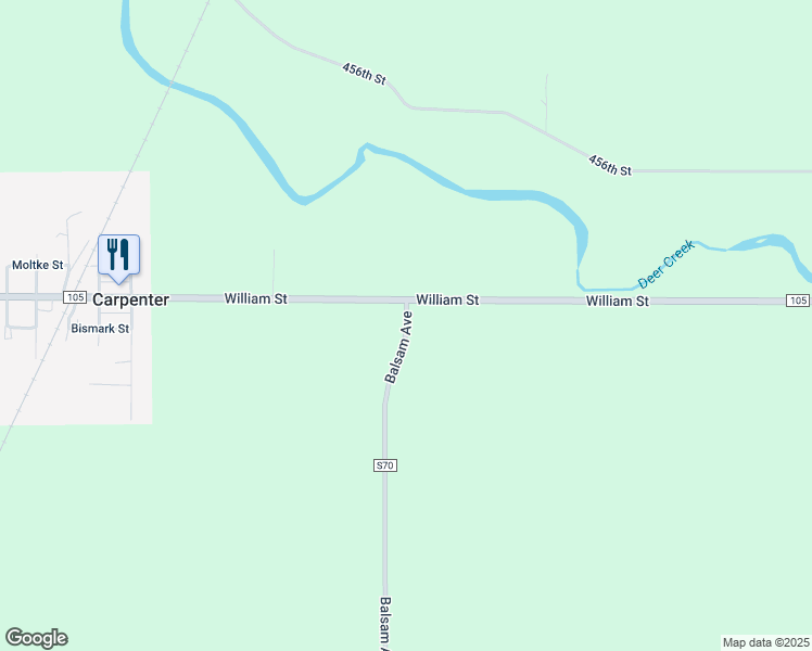 map of restaurants, bars, coffee shops, grocery stores, and more near 4499 Balsam Avenue in Saint Ansgar