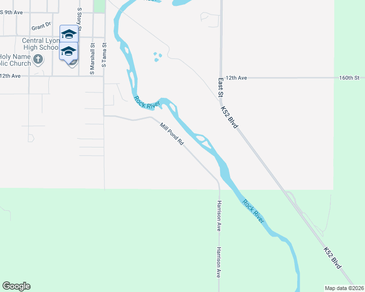 map of restaurants, bars, coffee shops, grocery stores, and more near in Rock Rapids