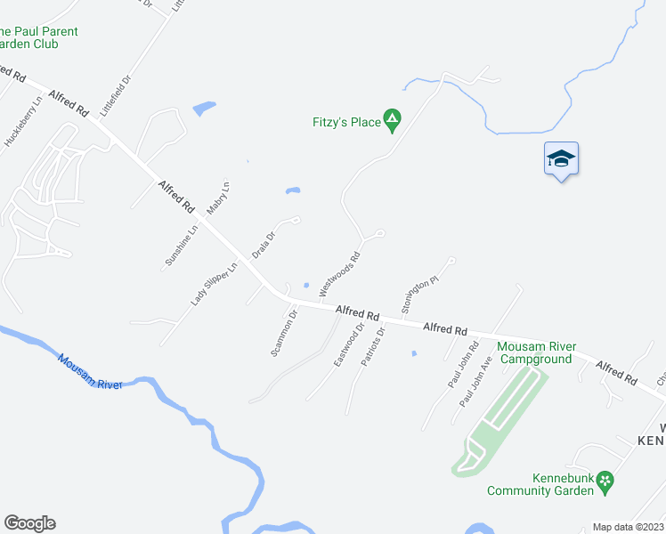 map of restaurants, bars, coffee shops, grocery stores, and more near 2 Westwoods Road in Kennebunk