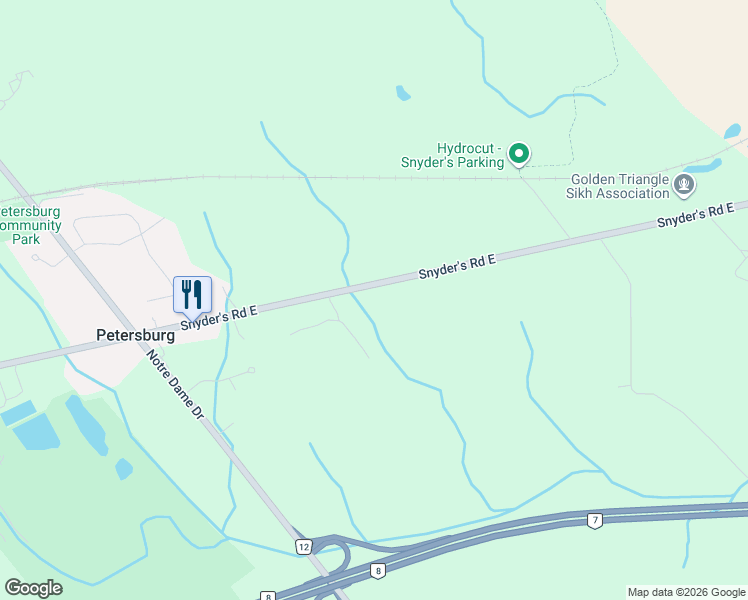 map of restaurants, bars, coffee shops, grocery stores, and more near 1837 Snyder's Road East in Petersburg