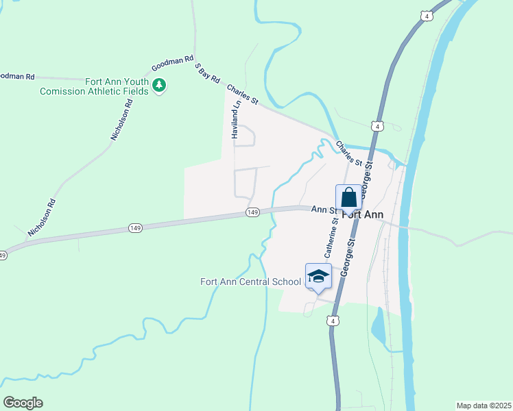 map of restaurants, bars, coffee shops, grocery stores, and more near 4 Mountain View Road in Fort Ann