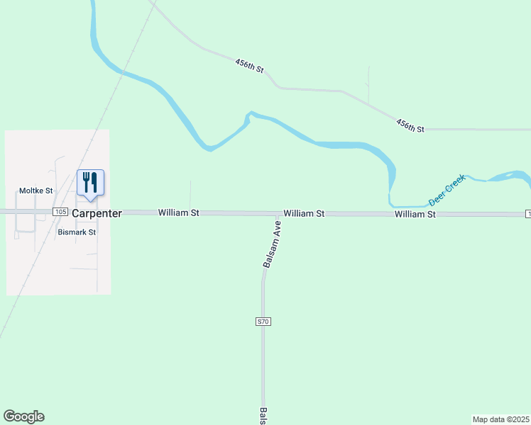 map of restaurants, bars, coffee shops, grocery stores, and more near 4499 Balsam Avenue in Saint Ansgar
