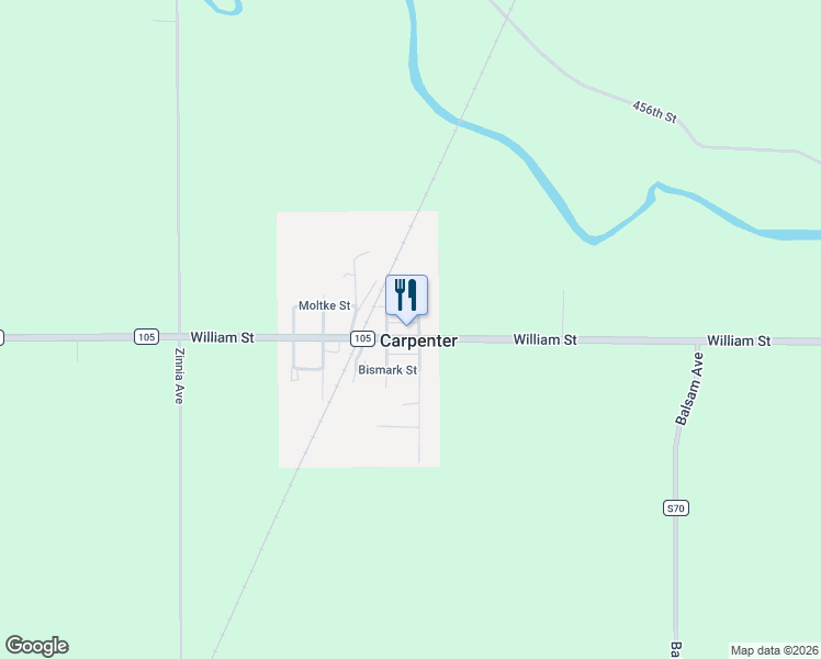 map of restaurants, bars, coffee shops, grocery stores, and more near 416 William Street in Carpenter