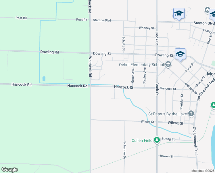 map of restaurants, bars, coffee shops, grocery stores, and more near 5305 Hancock Street in Montague