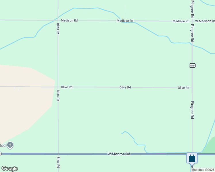 map of restaurants, bars, coffee shops, grocery stores, and more near 7570 Olive Road in Elwell