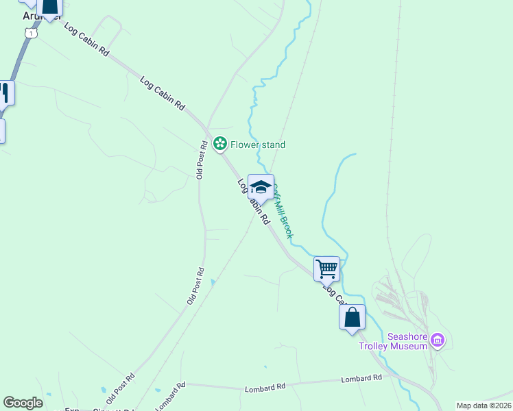 map of restaurants, bars, coffee shops, grocery stores, and more near 295 Log Cabin Road in Arundel