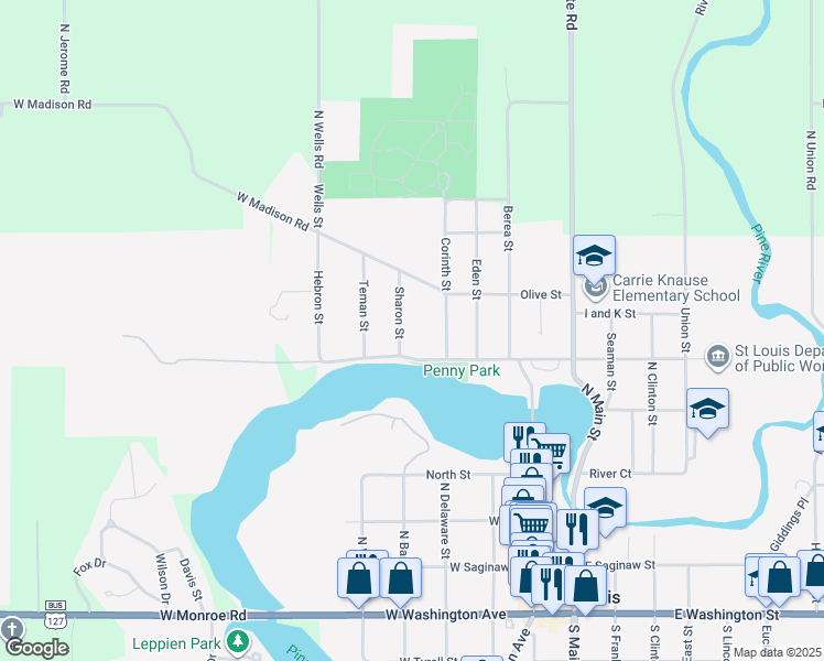 map of restaurants, bars, coffee shops, grocery stores, and more near 530 Sharon Street in St. Louis