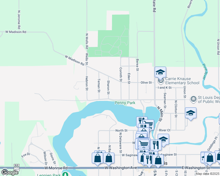 map of restaurants, bars, coffee shops, grocery stores, and more near 530 Sharon Street in St. Louis