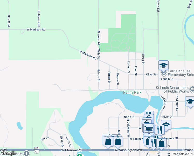 map of restaurants, bars, coffee shops, grocery stores, and more near 733 Fairway Drive in St. Louis