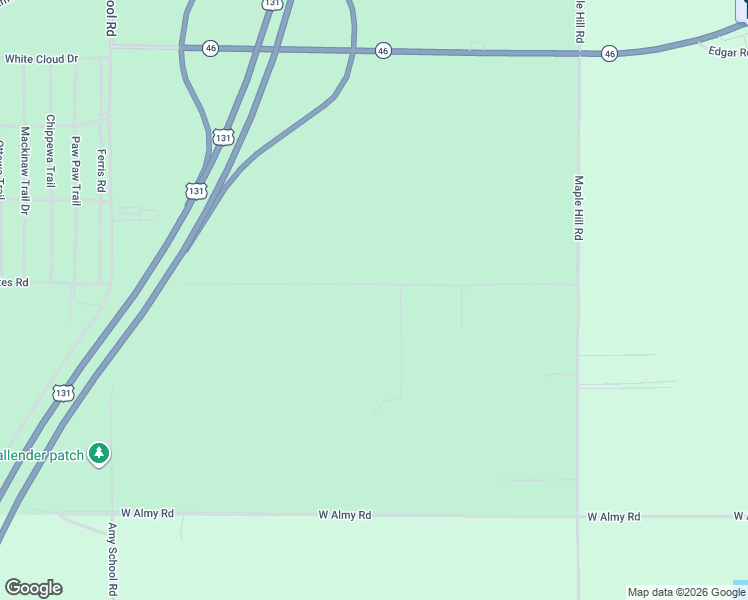 map of restaurants, bars, coffee shops, grocery stores, and more near 20449 Gates Road in Howard City