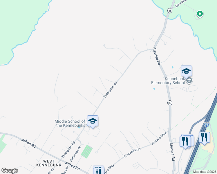 map of restaurants, bars, coffee shops, grocery stores, and more near 159 Thompson Road in Kennebunk