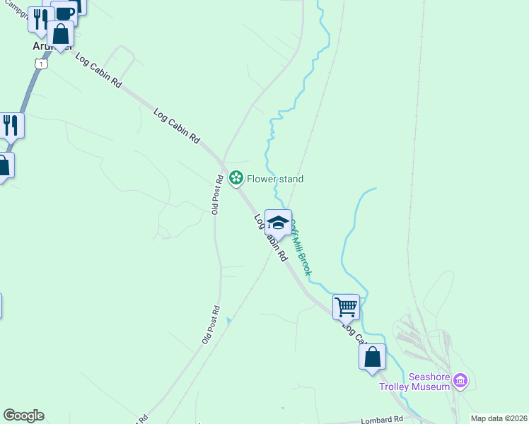 map of restaurants, bars, coffee shops, grocery stores, and more near 295 Log Cabin Road in Arundel