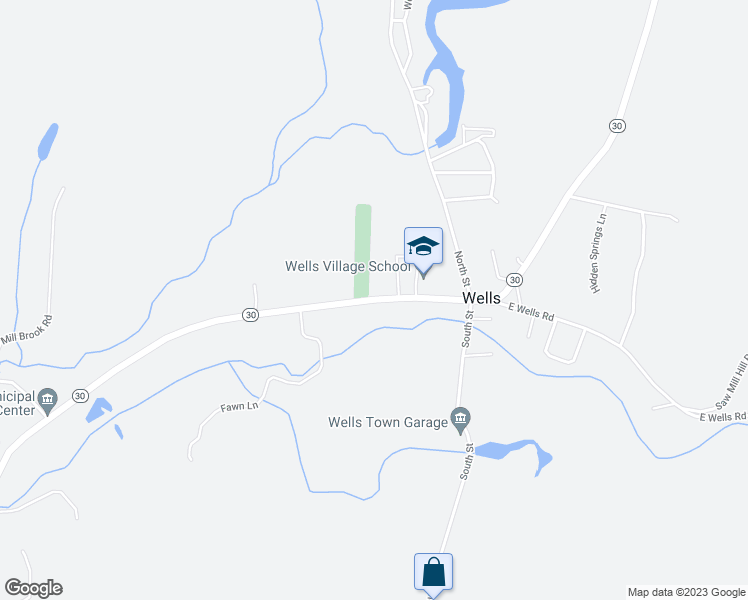 map of restaurants, bars, coffee shops, grocery stores, and more near 124 Vermont 30 in Wells