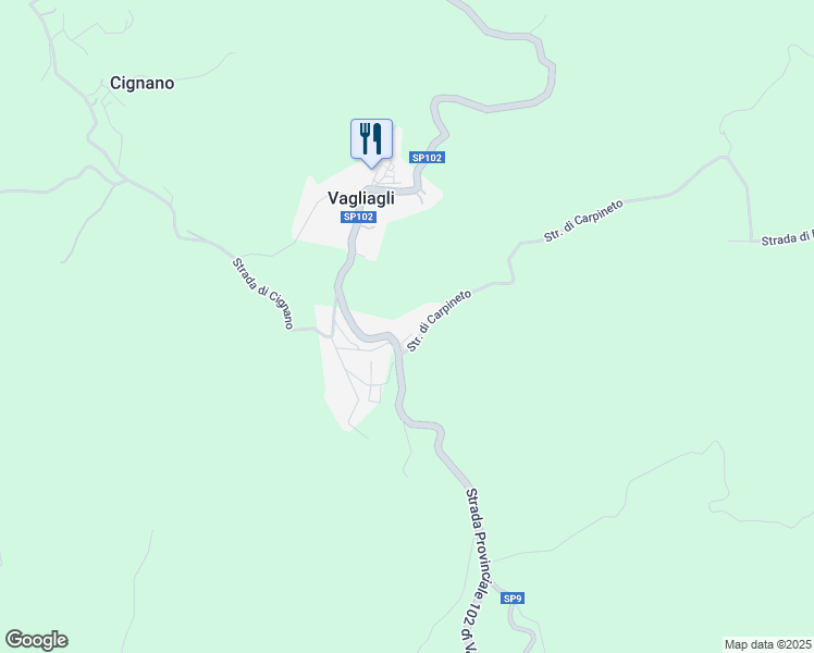 map of restaurants, bars, coffee shops, grocery stores, and more near 19 Via del Taglio in Vagliagli