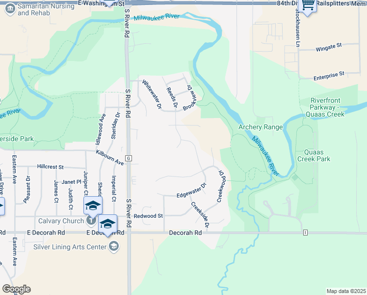 map of restaurants, bars, coffee shops, grocery stores, and more near 1750 Pintail Drive in West Bend