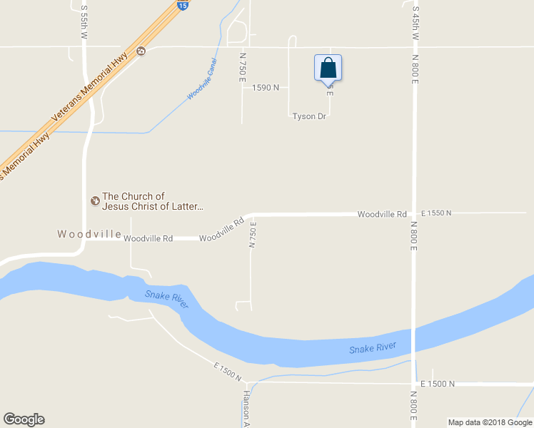 map of restaurants, bars, coffee shops, grocery stores, and more near 750 East 1550 North in Shelley