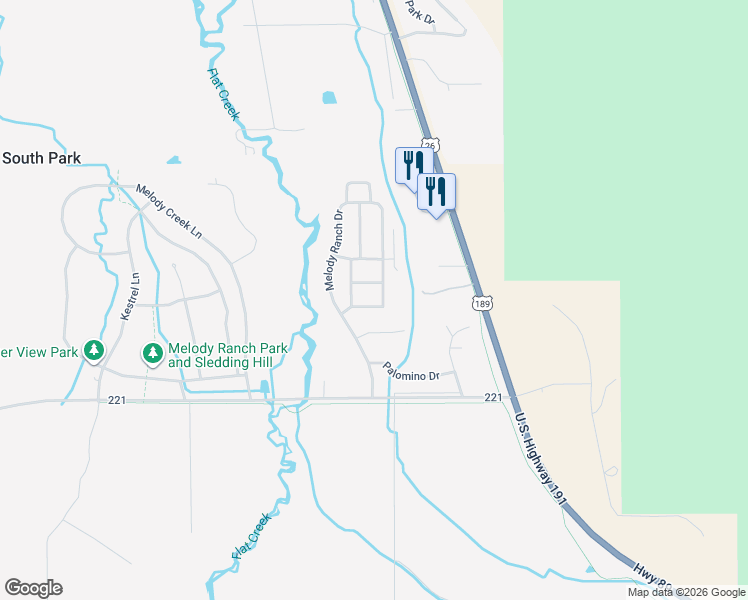 map of restaurants, bars, coffee shops, grocery stores, and more near 4167-4171 Melody Ranch Drive in Jackson