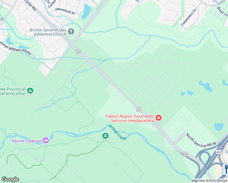map of restaurants, bars, coffee shops, grocery stores, and more near 1354 Bronte Road in Oakville