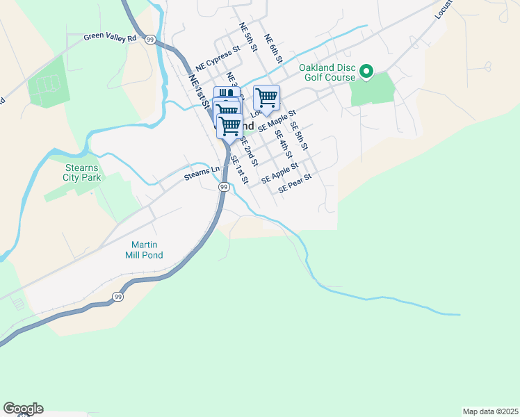 map of restaurants, bars, coffee shops, grocery stores, and more near 529 Southeast 1st Street in Oakland