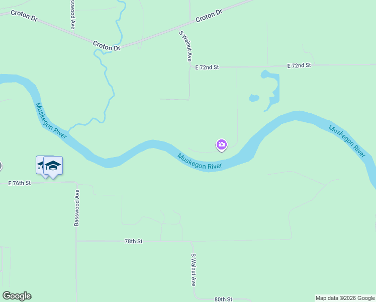 map of restaurants, bars, coffee shops, grocery stores, and more near 1552 Gardner Avenue in Newaygo