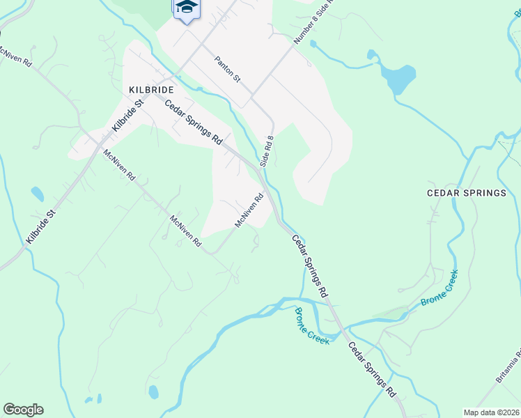 map of restaurants, bars, coffee shops, grocery stores, and more near 6302 McNiven Road in Burlington