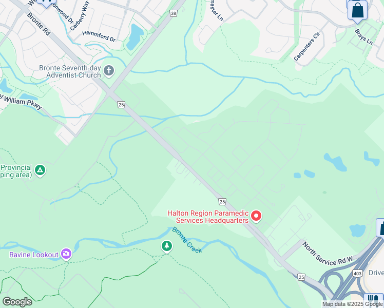 map of restaurants, bars, coffee shops, grocery stores, and more near 2501 Saw Whet Boulevard in Oakville