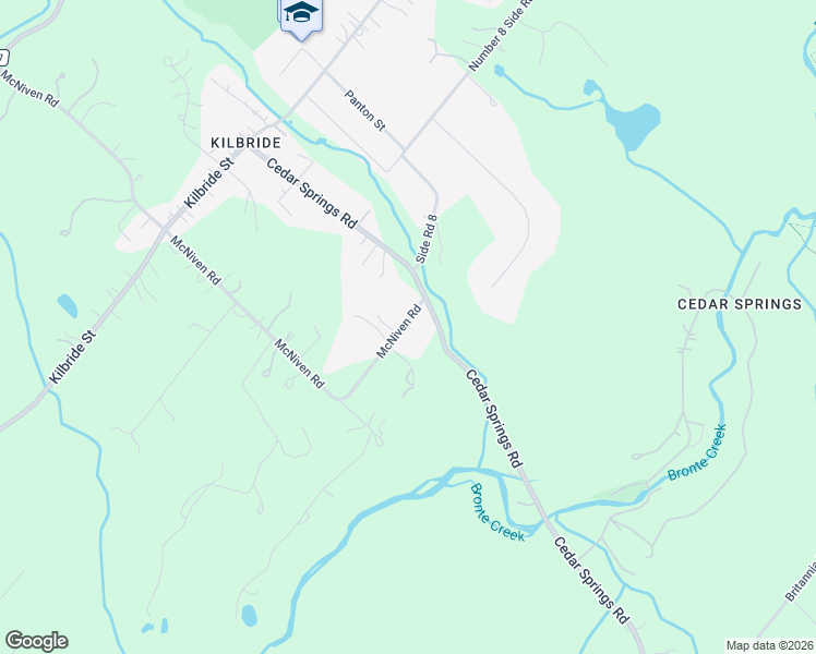 map of restaurants, bars, coffee shops, grocery stores, and more near 6302 McNiven Road in Burlington