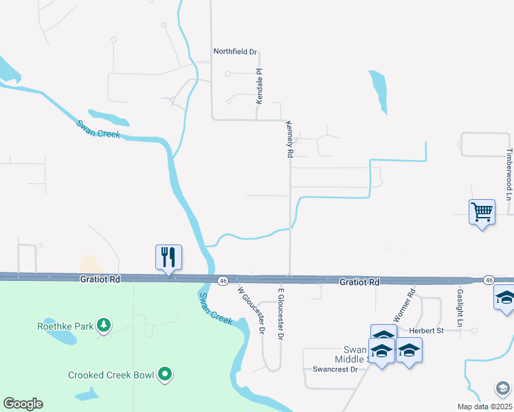 map of restaurants, bars, coffee shops, grocery stores, and more near 9135 Greenway Court in Saginaw