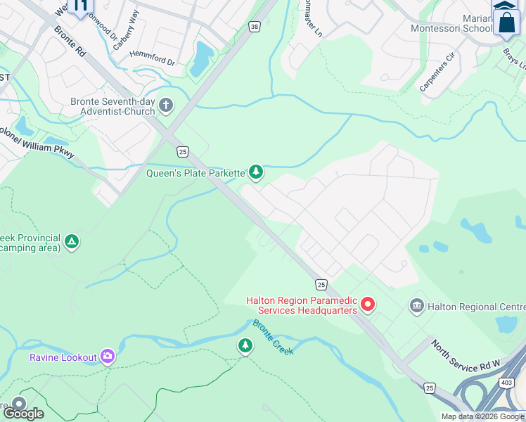 map of restaurants, bars, coffee shops, grocery stores, and more near 1492 Yellow Rose Circle in Oakville
