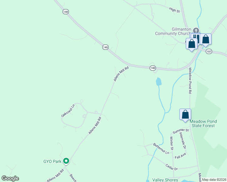 map of restaurants, bars, coffee shops, grocery stores, and more near 31 Allens Mill Road in Gilmanton