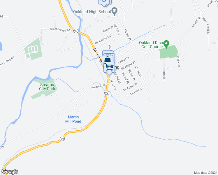 map of restaurants, bars, coffee shops, grocery stores, and more near 308 Southeast 1st Street in Oakland