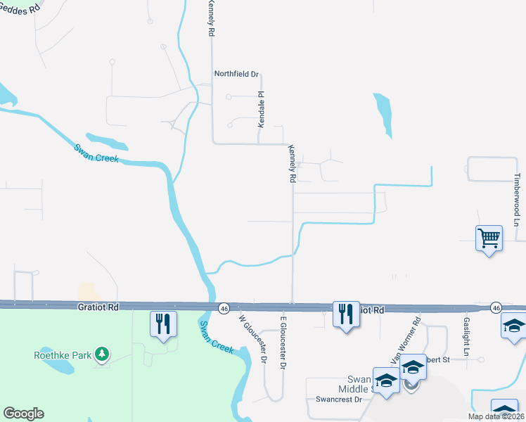 map of restaurants, bars, coffee shops, grocery stores, and more near 9130 Greenway Court in Saginaw