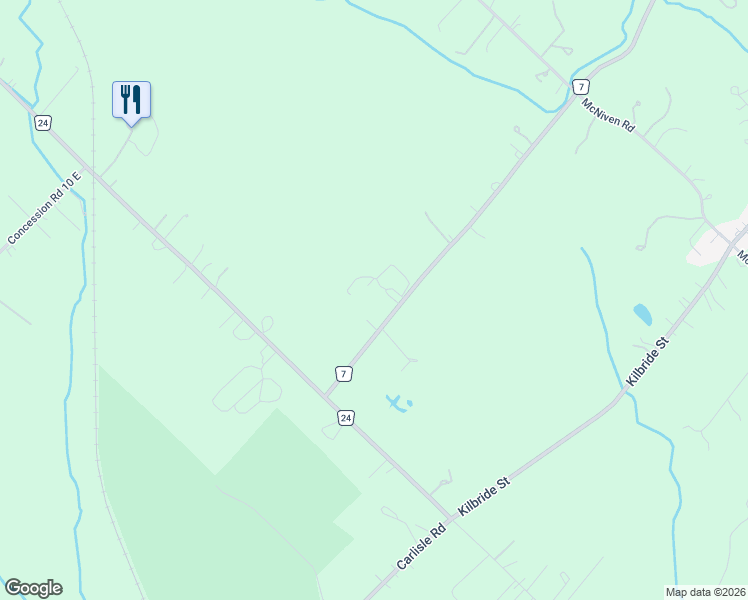 map of restaurants, bars, coffee shops, grocery stores, and more near 1101 Derry Road in Burlington