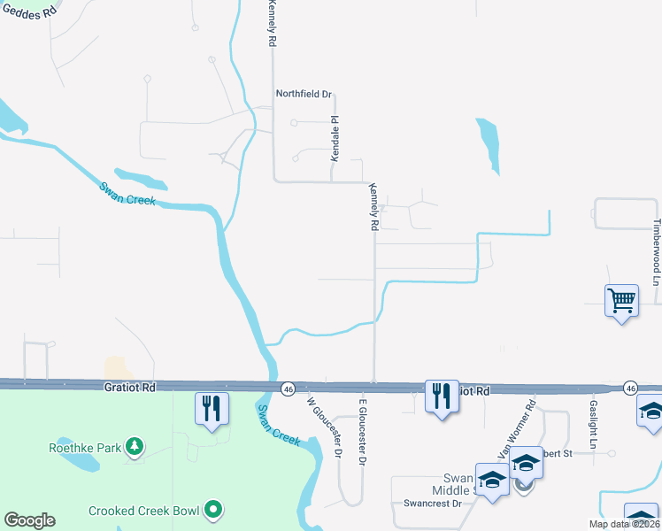 map of restaurants, bars, coffee shops, grocery stores, and more near 9130 Greenway Court in Saginaw