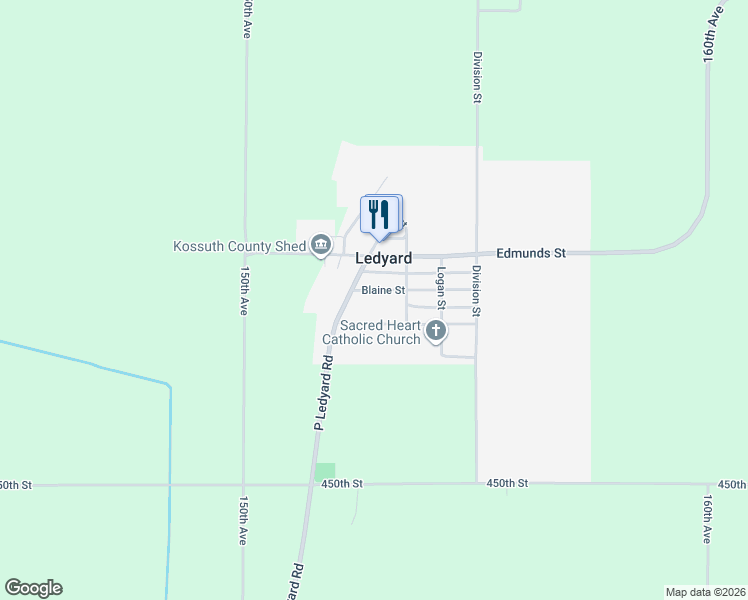 map of restaurants, bars, coffee shops, grocery stores, and more near 204 Blaine Street in Ledyard