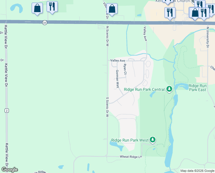 map of restaurants, bars, coffee shops, grocery stores, and more near 375 North Scenic Drive West in West Bend