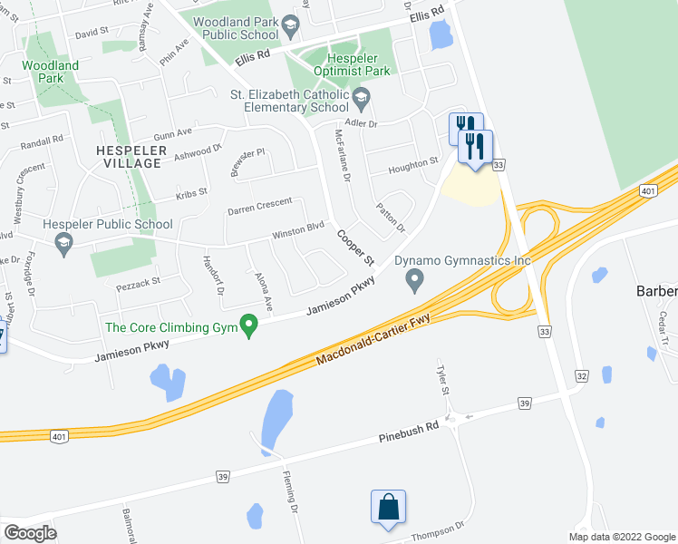 map of restaurants, bars, coffee shops, grocery stores, and more near 93 Carmine Crescent in Cambridge