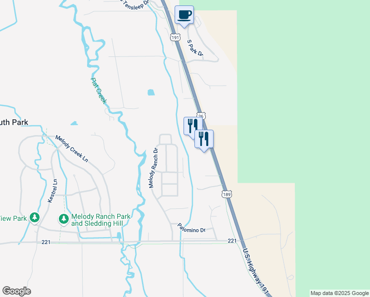 map of restaurants, bars, coffee shops, grocery stores, and more near 4247 Melody Ranch Dr in Jackson