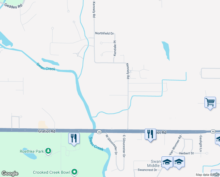 map of restaurants, bars, coffee shops, grocery stores, and more near 9130 Greenway Court in Saginaw